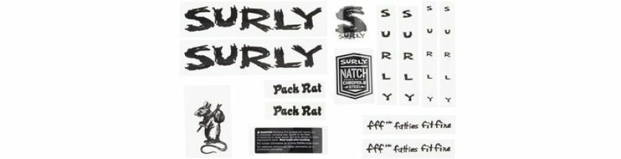 Accessories * | Fashionable Surly Pack Rat Frame Decal Set Black, With Rat