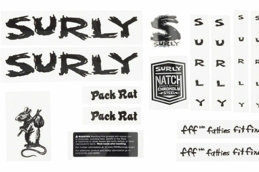 Accessories * | Fashionable Surly Pack Rat Frame Decal Set Black, With Rat