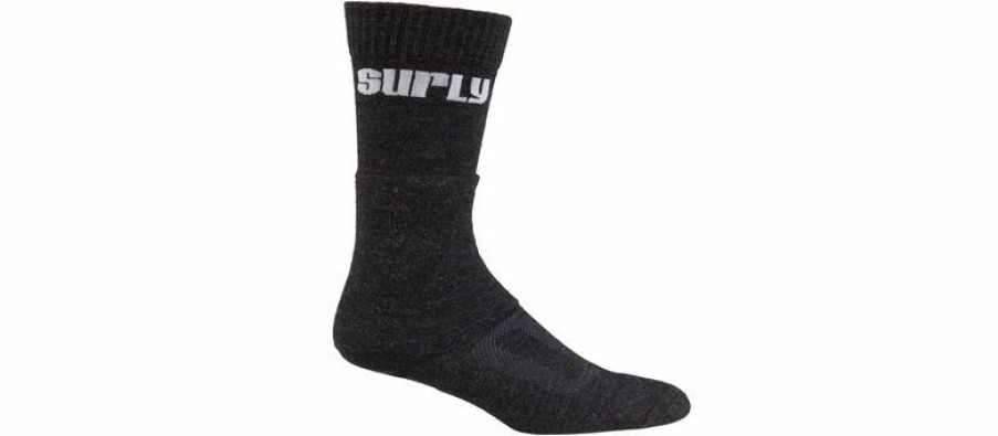 Apparel * | Cheap Online Surly Tall Logo Wool Socks 8 Inch, Black, Small