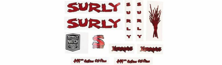 Accessories * | Discount Surly Krampus Frame Decal Set Metallic Red, With Sticks