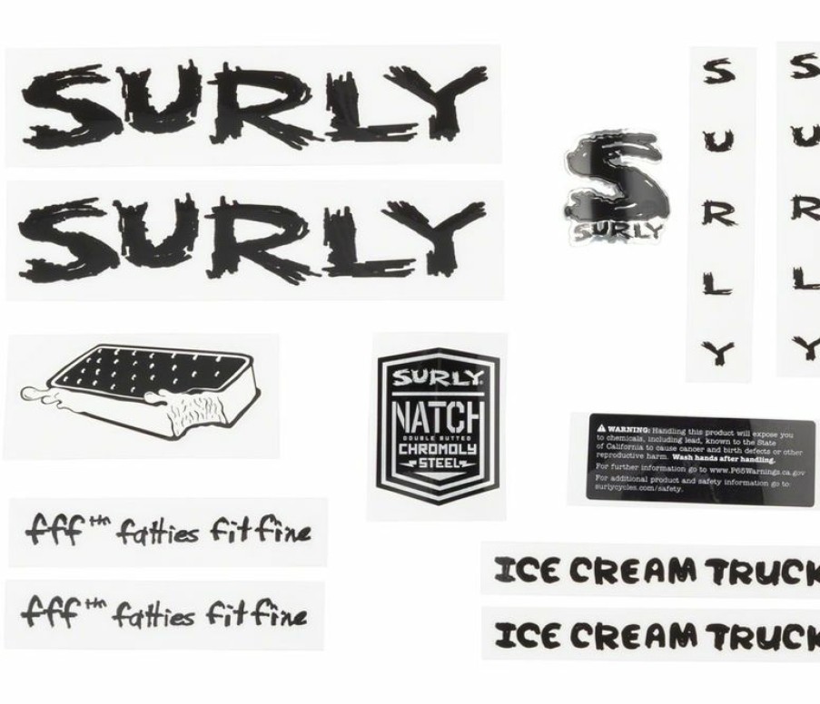 Accessories * | Closeout Sale Surly Ice Cream Truck Frame Decal Set Black