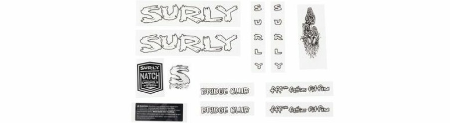 Accessories * | Cheap Surly Bridge Club Frame Decal Set White, With Mushrooms