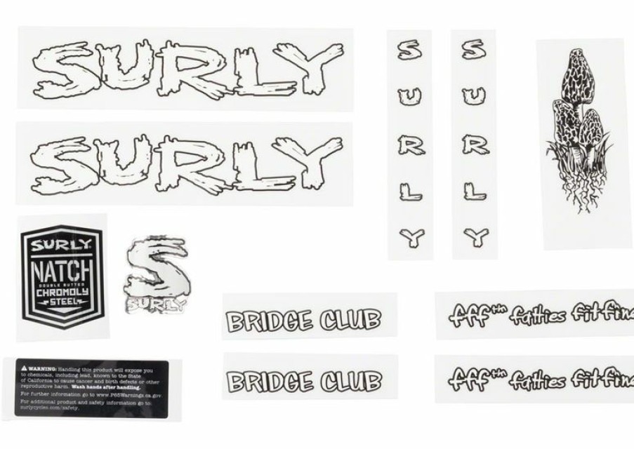 Accessories * | Cheap Surly Bridge Club Frame Decal Set White, With Mushrooms