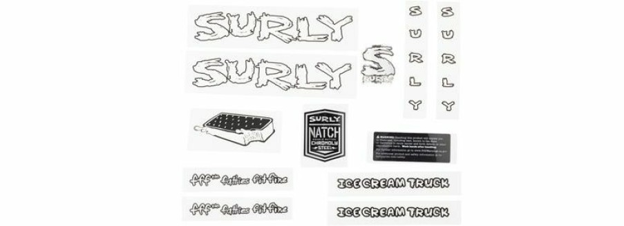 Accessories * | Excellent Quality Surly Ice Cream Truck Frame Decal Set White, With Ice Cream Sandwich