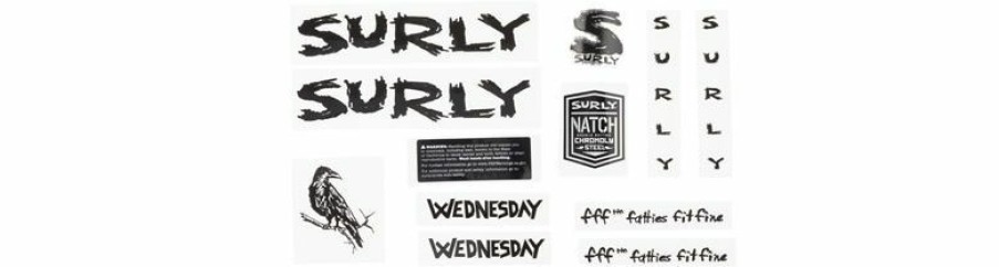 Accessories * | Discounts Surly Wednesday Frame Decal Set Black, With Crow