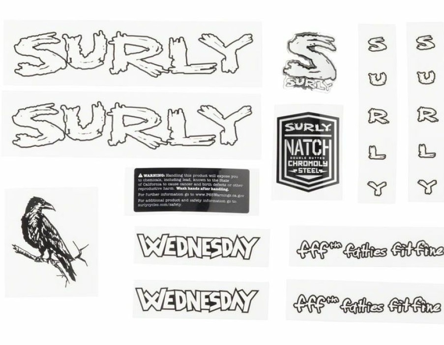 Accessories * | Low Price Surly Wednesday Frame Decal Set White, With Crow